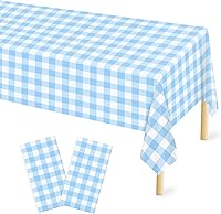 Vista 45 de Mulbozy 2 manteles de plástico con lunares rosas y blancos para mesa rectangular, fundas de mesa de fiesta de confeti de puntos rosas para baby