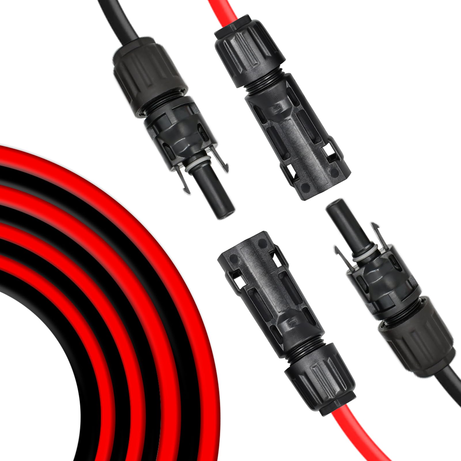 6mm² Solarkabel Verlängerung 2×15m, Solarmodule Solar Verlängerungskabel 6mm2 15m, Solarpanel Solar Kabel mit IP68 Wasserdicht 1500V Solarstecker für Solaranlage Photovoltaik System
