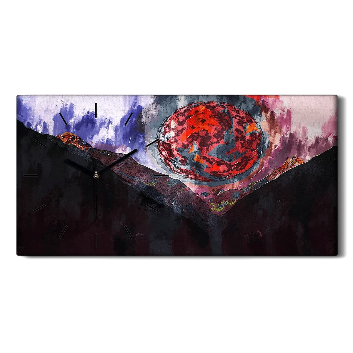 Horloge de Salon sans Bruit Tableau Toile Contemporain 60x30 cm