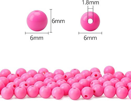 Miniatura 3 de 1000 cuentas redondas acrílicas lisas de 0.236 pulgadas, bolas acrílicas redondas, cuentas de chicle, cuentas gruesas, cuentas de resina de plástico