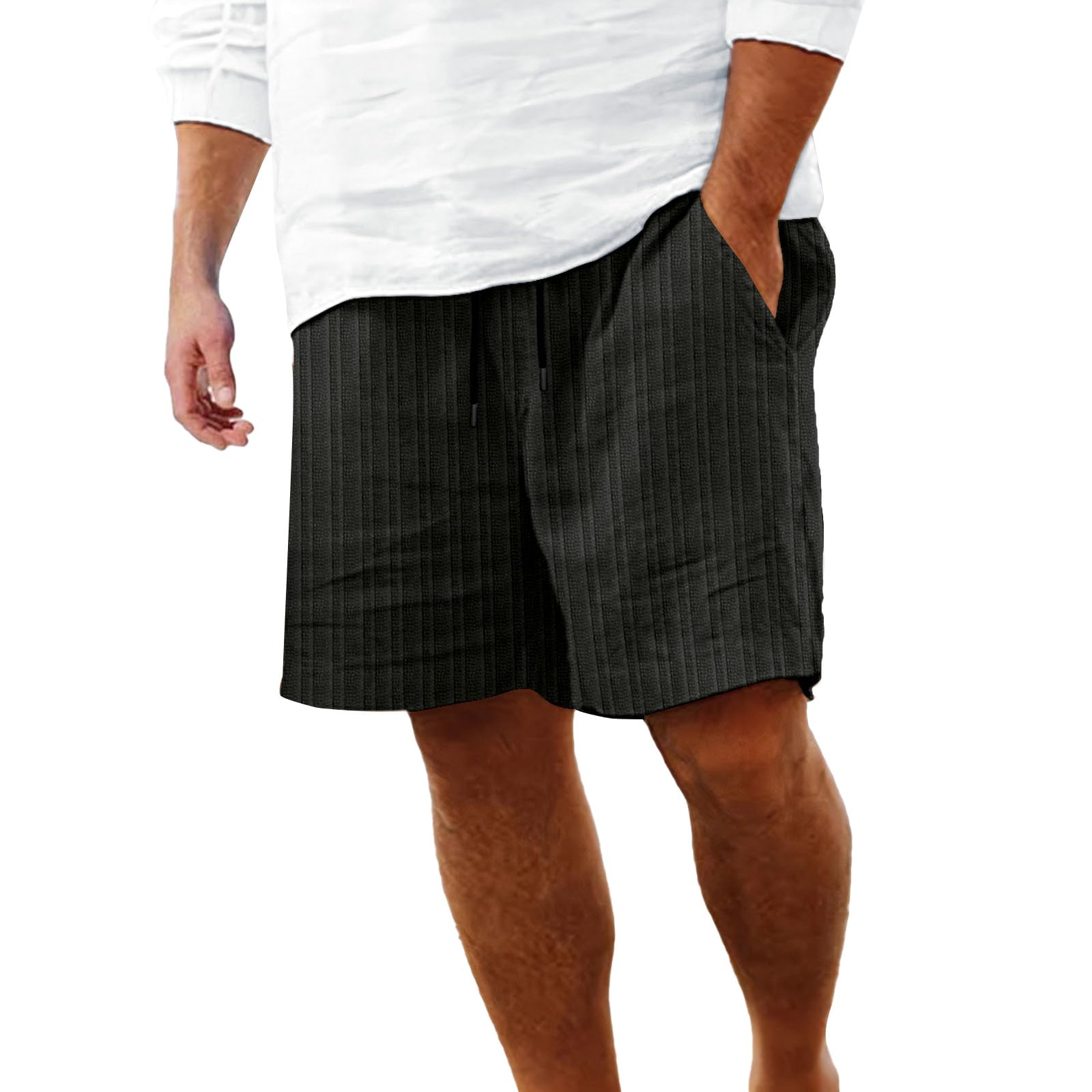Workout Shorts for Men Fashionable Casual Shorts Solid and Men's Pants Plaid Shorts Men Cargo Stretch Shorts Cargo Large B-black