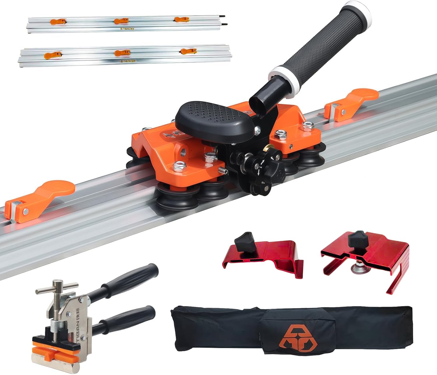 Tagliapiastrelle Manuale Portatile 2.8m - Taglio Piastrelle/Pietra 12mm Max - Carrelette con 3 Teste per Ceramica - Kit Completo con Guide 80/100/180/200cm