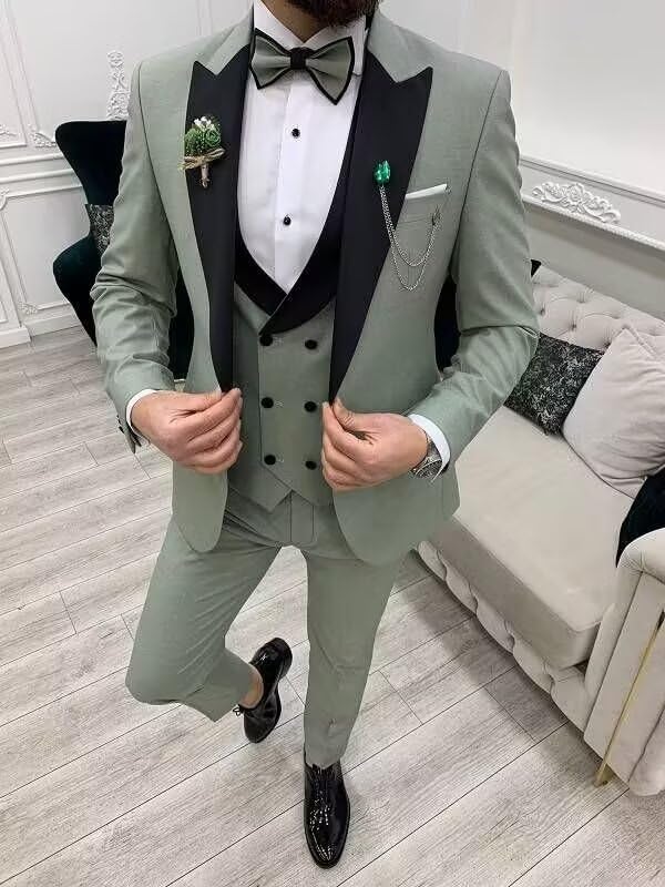 Tuxedo Men Suit Slim Fit 3 Piece Suit Blazer Jacket Vest Pants Men Suit Set for Wedding Prom2
