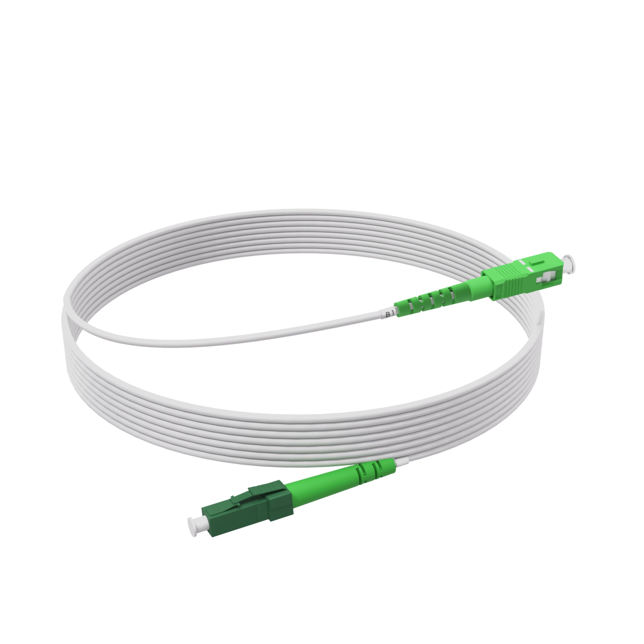 50m Câble Fibre Optique Blanc LC/APC vers SC/APC | Simplex Monomode OS2 FTTH Câble Fibre Optique