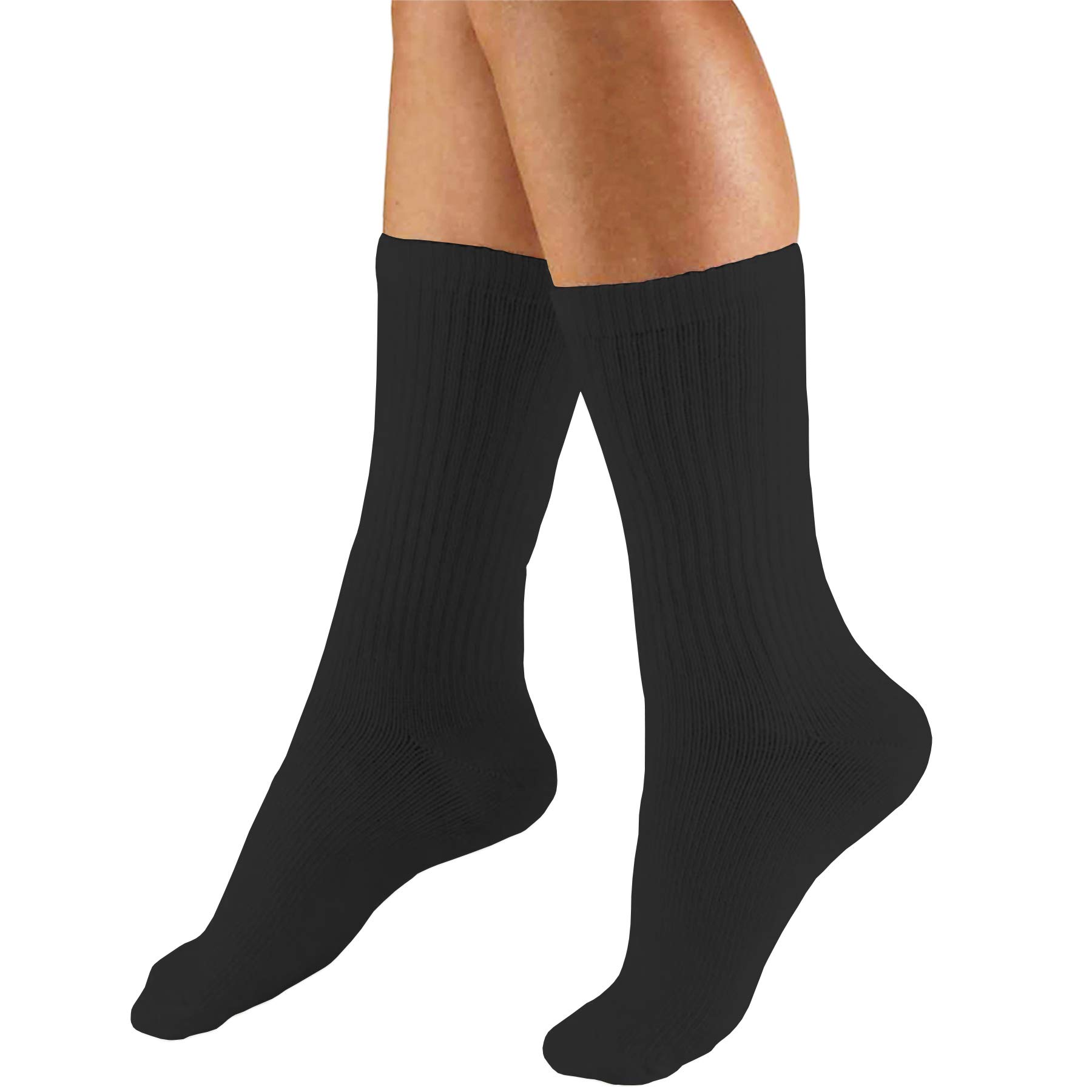 Truform Mid Calf Compression Socks for Men, 15-20 mmHg Medical Support, Crew Length, Black, X-Large