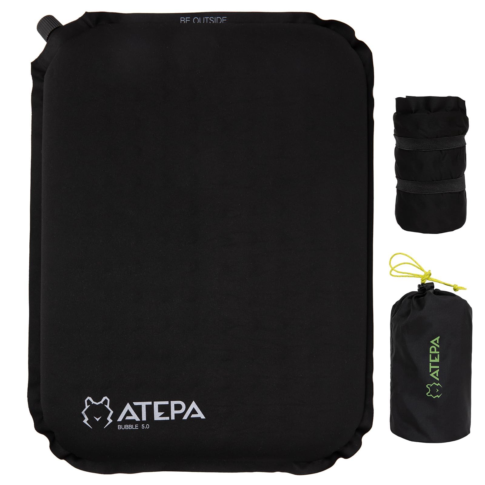ATEPA Coussin Assise Gonflable Outdoor - Ultra Léger Auto-gonflant - Camping, Kayak, Stade - 200kg Charge Max