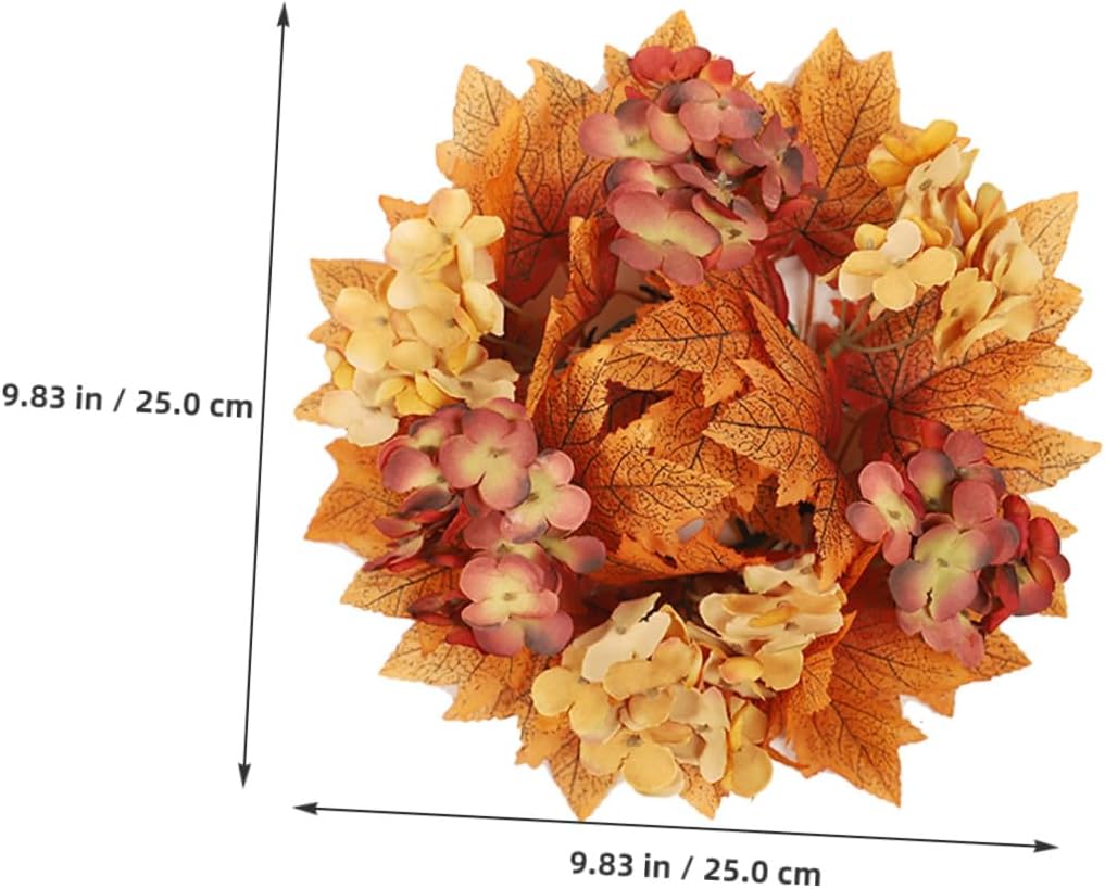 Unomor 2pcs Autumn Candle Rings for Pillar Candles Artificial Maple Leaf Wreaths Handmade Fall Harvest Decor Thanksgiving Table Centerpieces Safe and Low Maintenance