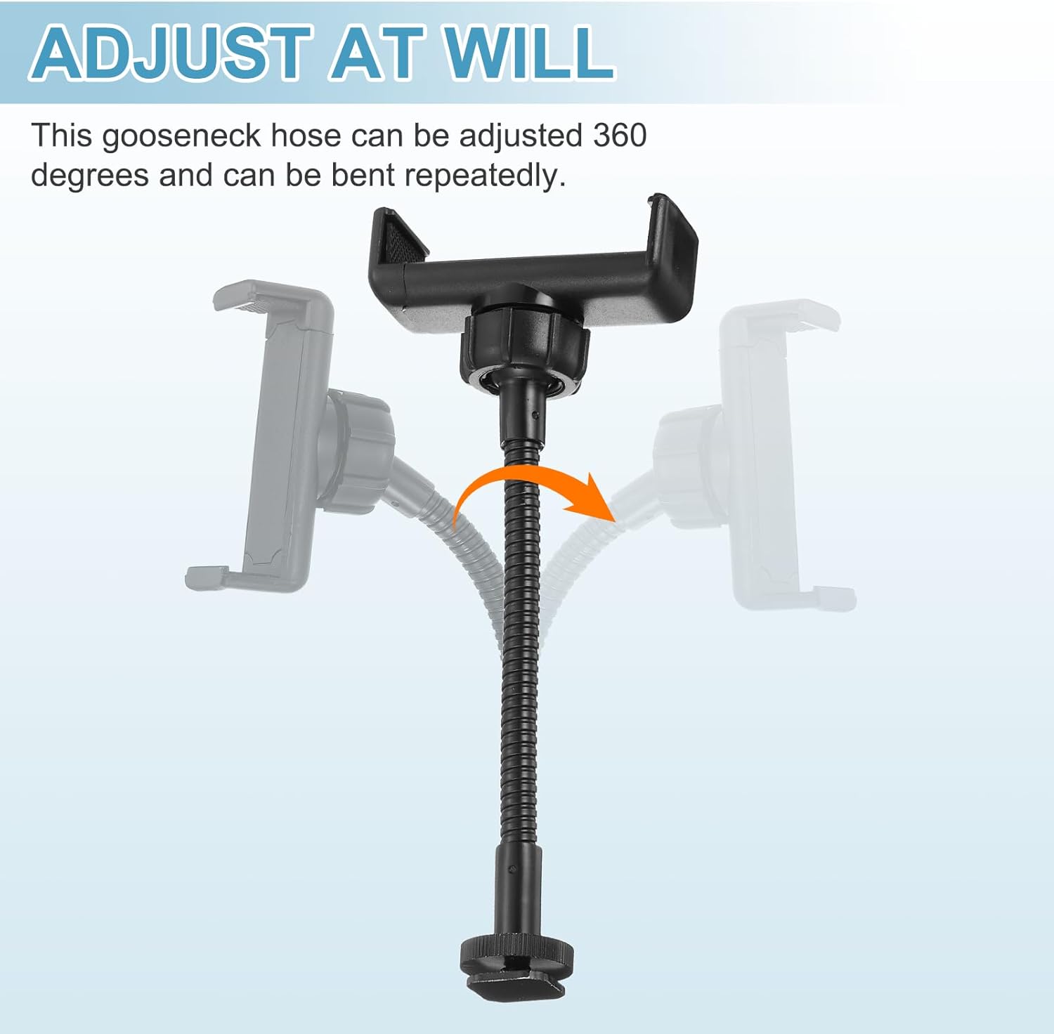2Pack Universal Ring Light Phone Holder with Flexible Gooseneck Arm - 1/4" Hot Shoe Adapter for Tripod and DSLR Cameras, Black
