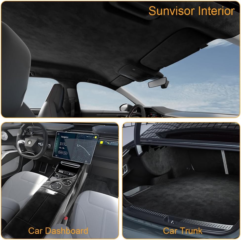 Auto Suede Headliner Fabric Material with Foam Backing, 54" L × 60" W Automotive Interior Roof Replacement Upholstery Fabric for Car Truck SUV RV Boat, Home Repair DIY