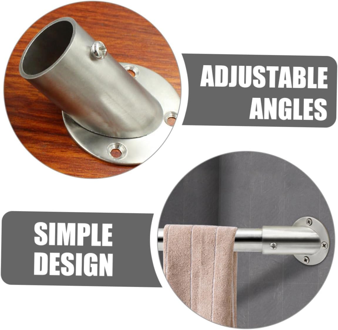 PRETYZOOM 10pcs Wardrobe Rail Rod Socket Bracket for Closet Shower Curtain Easy to Install High Corner Support for Clothesline and Valet Rods