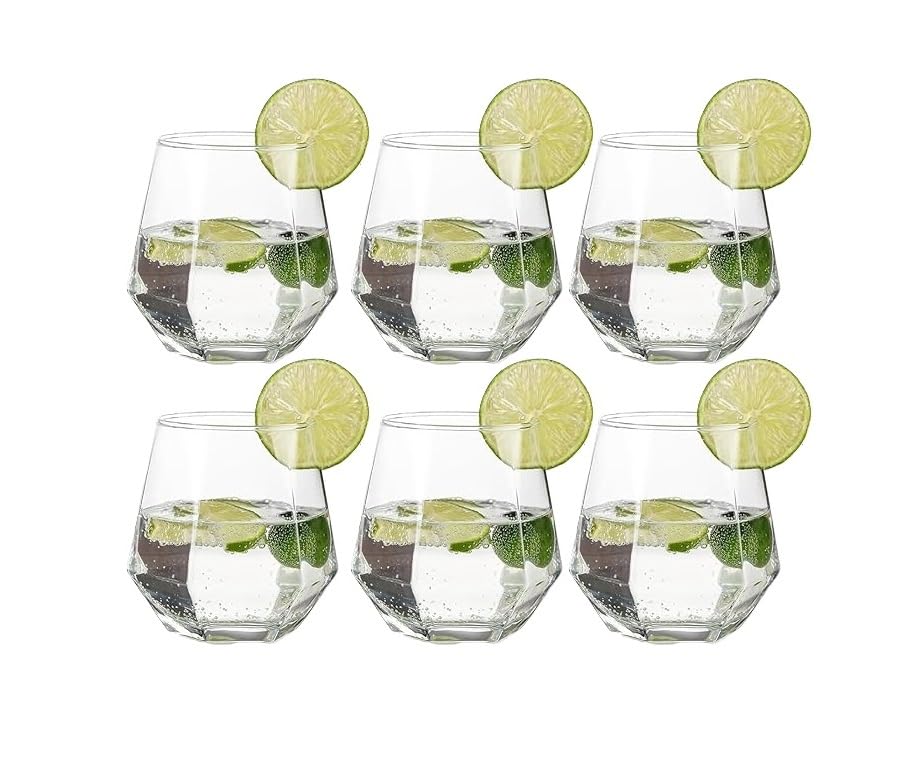 Image of European 310 ml Aquatic Glasses Set of 6 pcs - Tall Drinking Glasses for- Water, Juice, Colddrink, Mojito, Cocktail, Lead-Free, Perfect for Home, Restaurants and Parties an