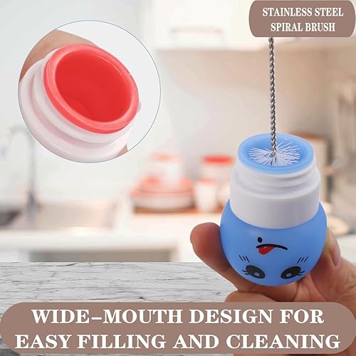 Miniatura 3 de Paquete de 4 botellas de aderezo de ensalada de 1.3 onzas con cepillo de limpieza, recipiente pequeño para aderezo de ensalada para llevar, botellas