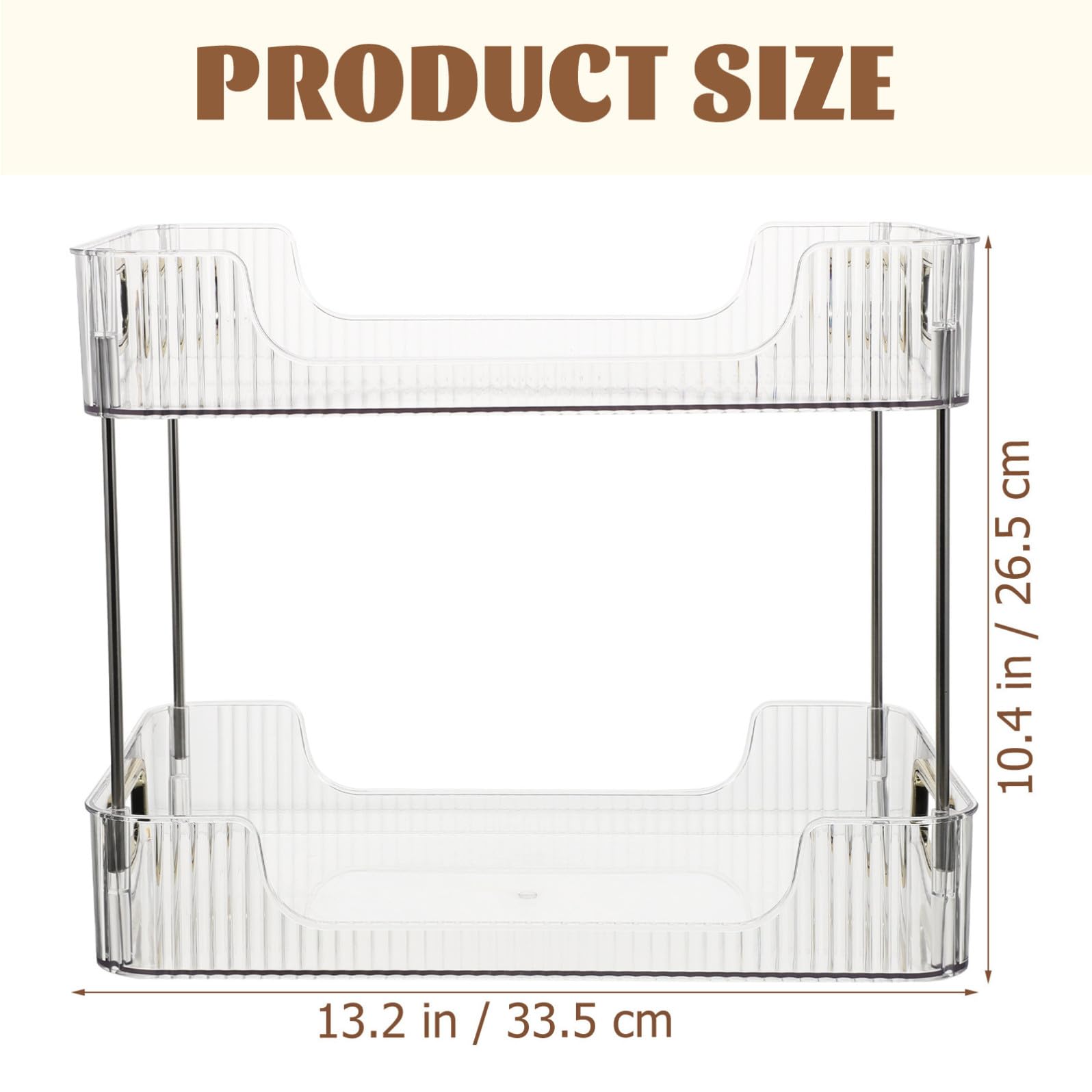 Kichvoe Organizzatore da Bagno da Tavolo a 2 Livelli in Pet e Acciaio Inox, Scaffale Trasparente per Cosmetici, per Lavabo e Toletta