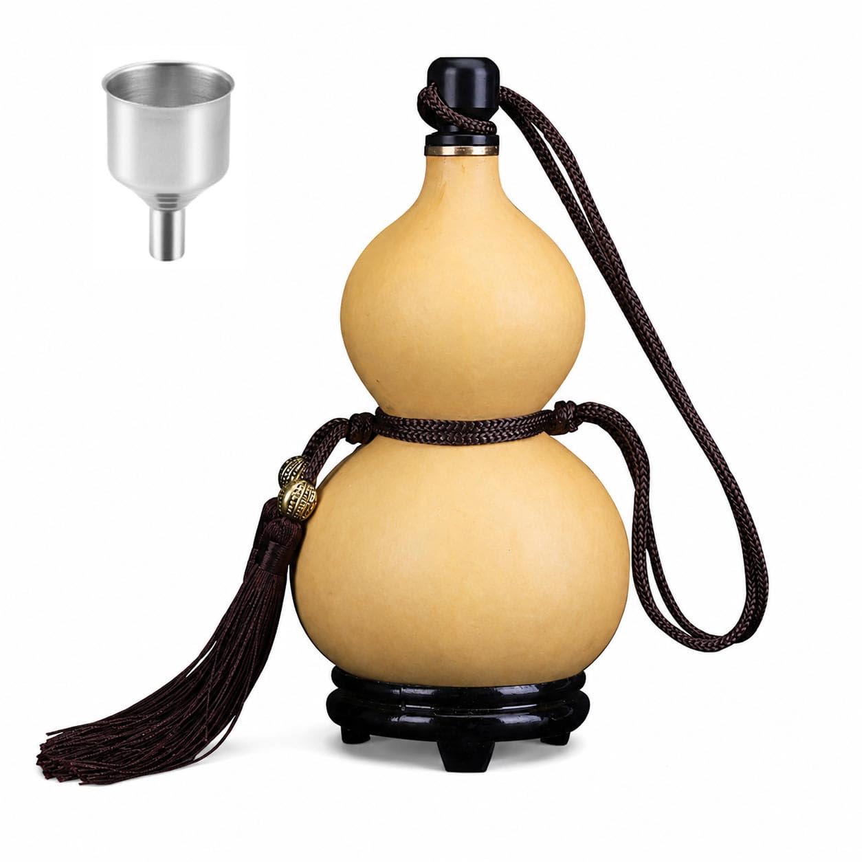 RSBFER Natural Dried Gourd Water Bottle with Lid – Beeswax Leak-Proof Calabash Flask, Decorative Chinese Pumpkin for Outdoor, Home, Camping, and Gifts,500ml