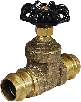 Midline Valve Press Gate Valve, 1/2, Brass (5 Pack)