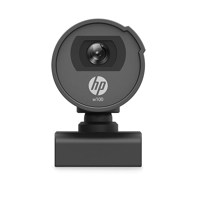 HP w100 480P 30 FPS Digital Webcam with Built-in Mic, Plug and Play Setup, Wide-Angle View for Video Calling on Skype, Zoom, Microsoft Teams and Other Apps (Black) at Rs. 397