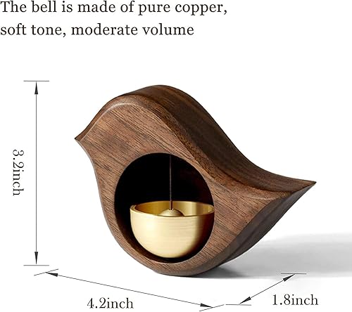 Miniatura 3 de Timbre inalámbrico de los comerciantes Campana para la apertura de la puerta en forma de pájaro decorativo colgante de madera Timbre para puertas