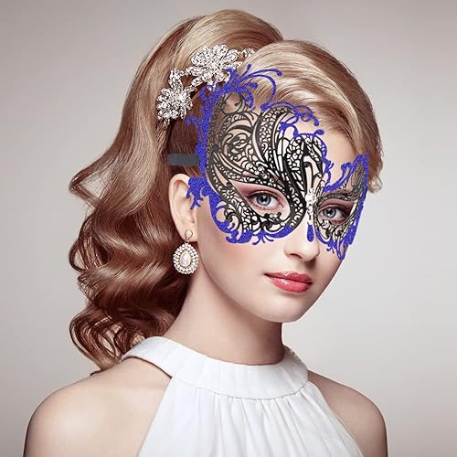 Miniatura 2 de Máscara de máscaras de metal para parejas, máscara de fiesta veneciana, máscara de disfraz de Halloween, máscara de Mardi Gras