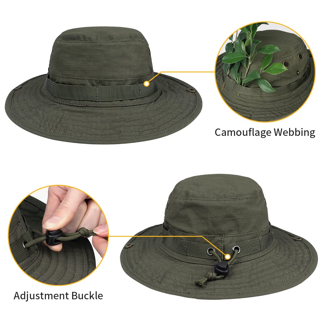 IDOGEAR Sombrero Boonie de ala ancha Para Hombre y Mujer, Ideal Para la Pesca, la Caza y Las actividades al Aire Libre