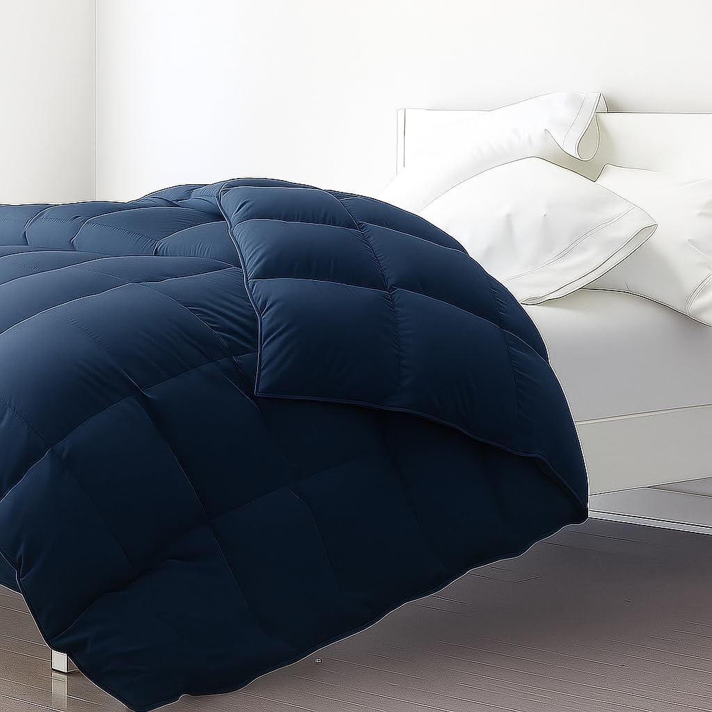 soft microfibre 400 gsm heavy winter comforter, rajai double bed comforter blanket, super soft heavy double bed blanket for winter quilt, duvet for all season, navy blue solid