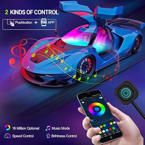 Miniatura 4 de Dreamcolor - Luces acrílicas para interiores de automóvil, accesorios de automóvil WEBUPAR 6 en 1, tira de luces LED para automóvil con control de