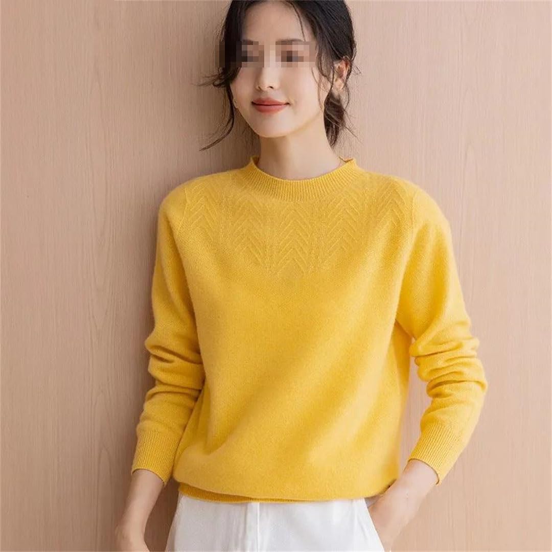 Vogrtcc Maglione da Donna in Lana con Colletto A O. Pullover Autunno Inverno da Donna in Tinta Unita