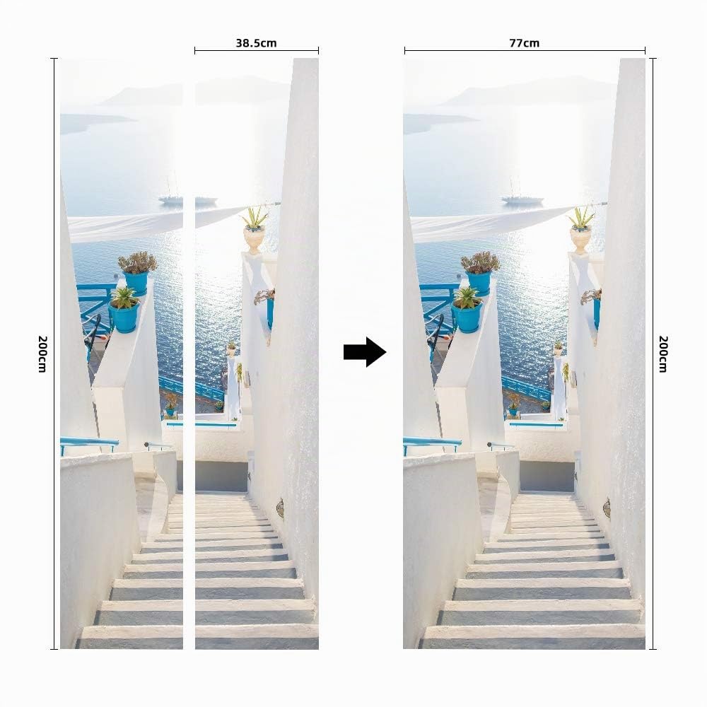 workid 3D Puerta Adhesivo Vinilos Puerta Pegatina Etiqueta de Puerta Pared Murales Oceano 77x200