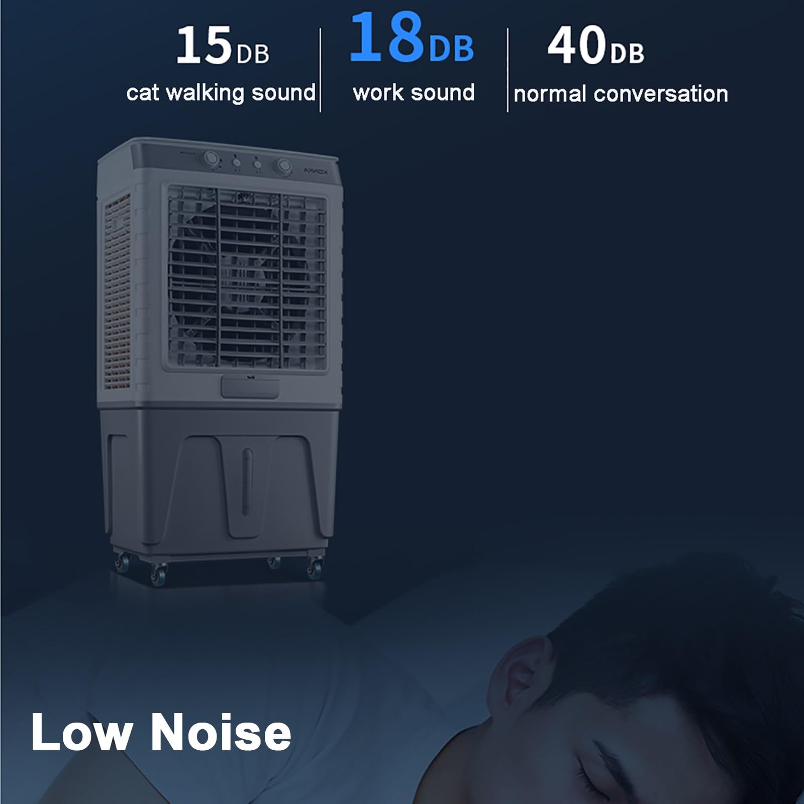 Raffrescatore d'Aria per La Casa, Raffrescatore Evaporativo A 3 velocità, Ventilatore Portatile Ad Alto Volume d'Aria con Ruote, Serbatoio da 60 Litri,62x40x109cm