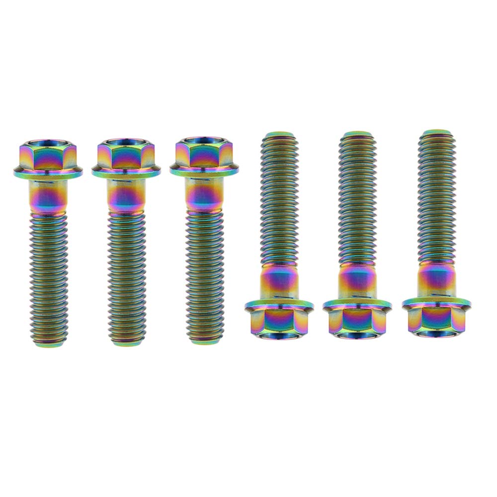 Set di 6 bulloni in titanio M8 x 15 20 25 30 35 40 45 50 55 60 65 mm Vite a testa esagonale a piccola flangia per parti di moto, filettatura 1,25 mm (M8 x 35 mm, arcobaleno)