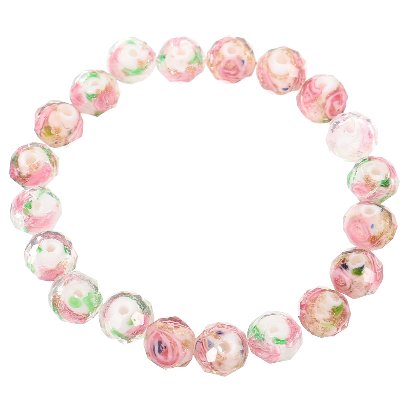 5 Juegos De Cuentas Pequeñas De Vidrio Redondas Para Hacer Joyas Para Collares Pulseras Diseño Floral 20 Unidades X 5