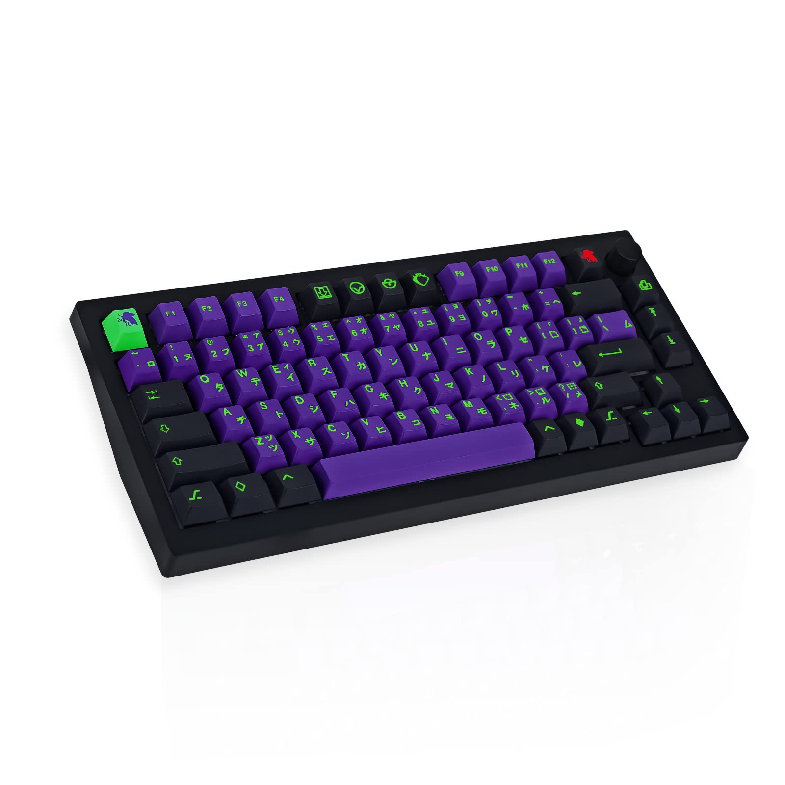 129 Teclas Dye Sub PBT Teclas para Teclado, Cherry Profile Morado y Verde Gaming Keycap para teclados (Teclas QWERTY con distribución Estadounidense)
