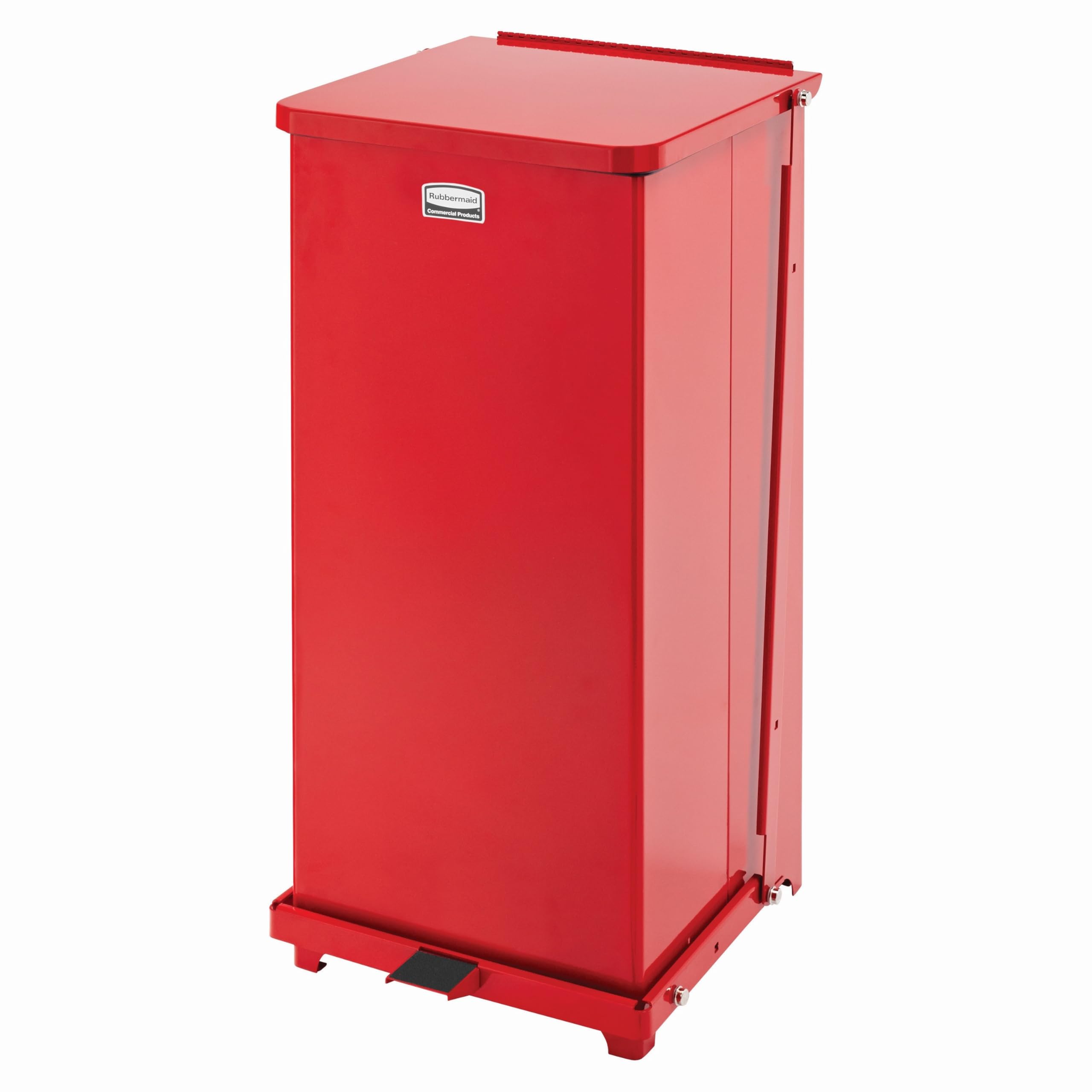 Rubbermaid Commercial Products Defenders® 49L Red Pedal Galvanised Steel Waste Bin