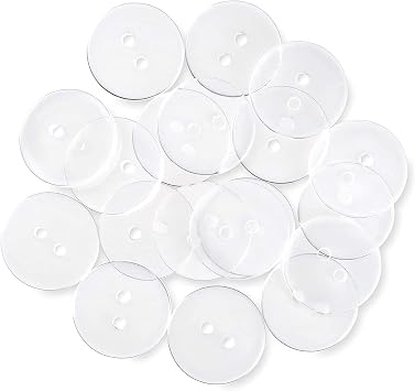 12 Pcs Clear Sewing Buttons 0.75 Inch 30L, 2 Hole Round Plastic Buttons for Clothing, Crafts, Sewing, Replacement and DIY Projects