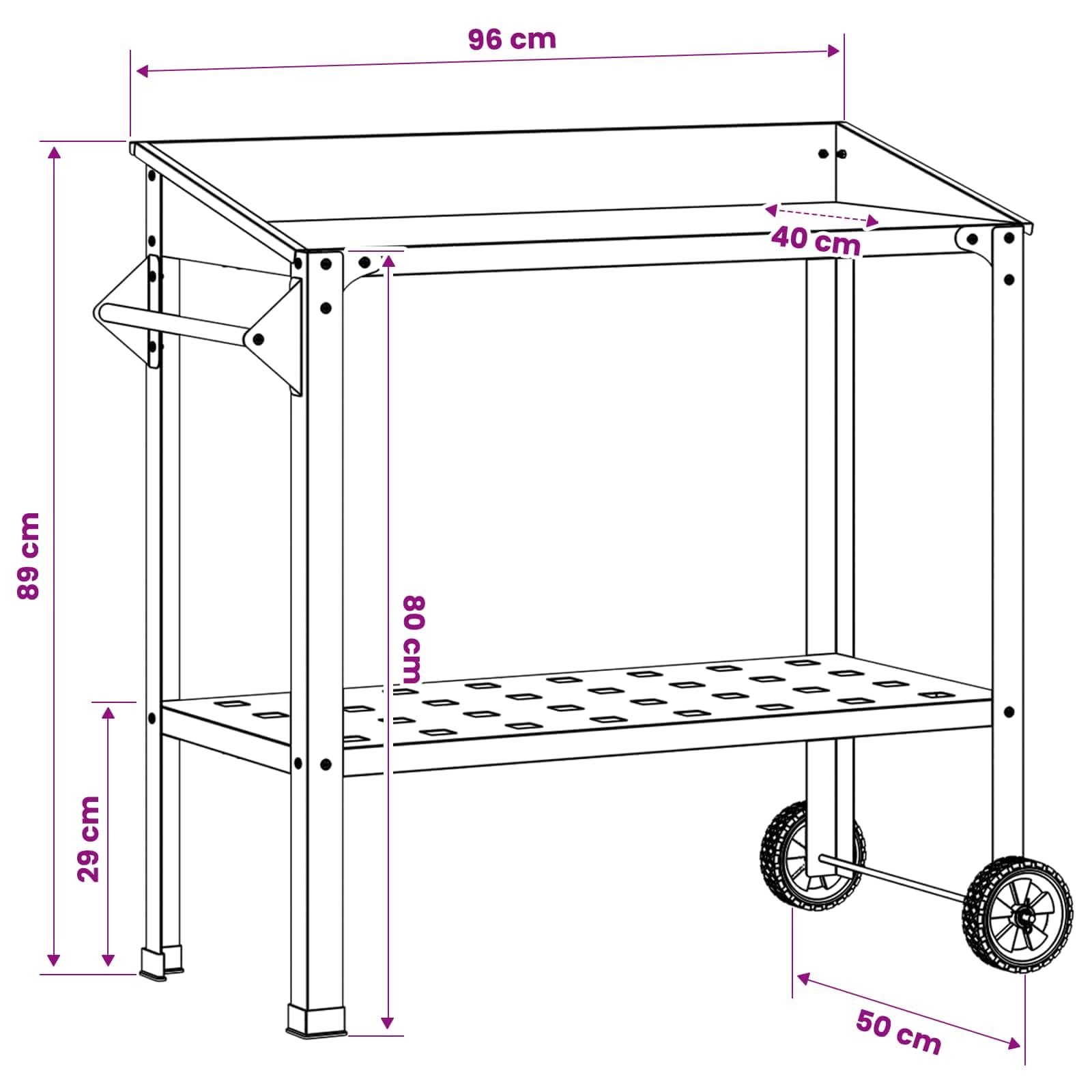 vidaXL Stół do przesadzania na kółkach 96 x 50 x 89 cm Stal nierdzewna