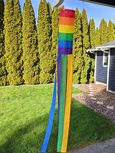 Madrona Brands 60-Inch Rainbow Flag Windsock - Durable Outdoor Hanging Decoration - Thumbnail 4