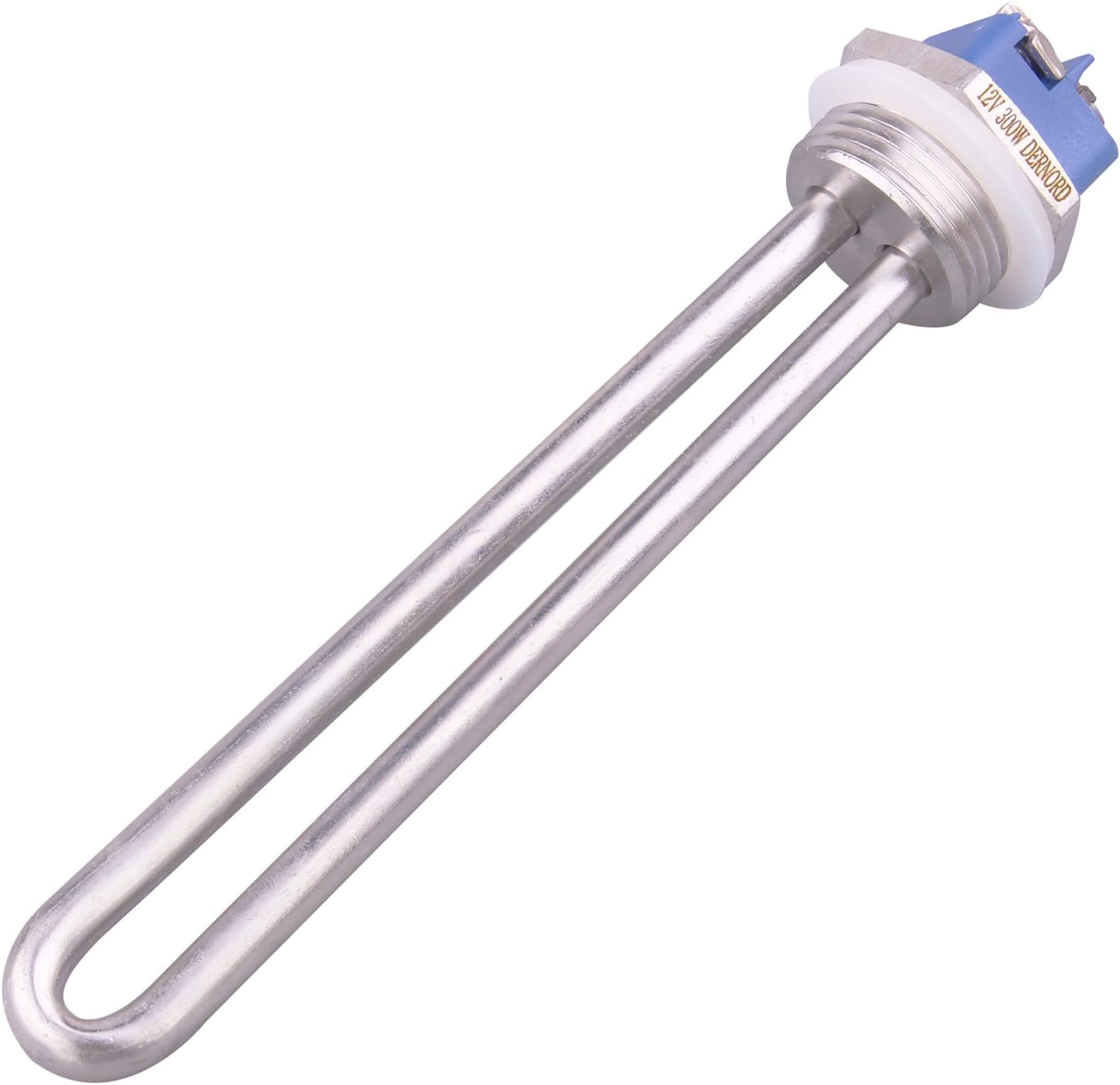 DERNORD 12V 300W DC Immersion Heater Submersible Water Heater Element Stainless Steel Heating Element with 1 Inch NPSM Fitting