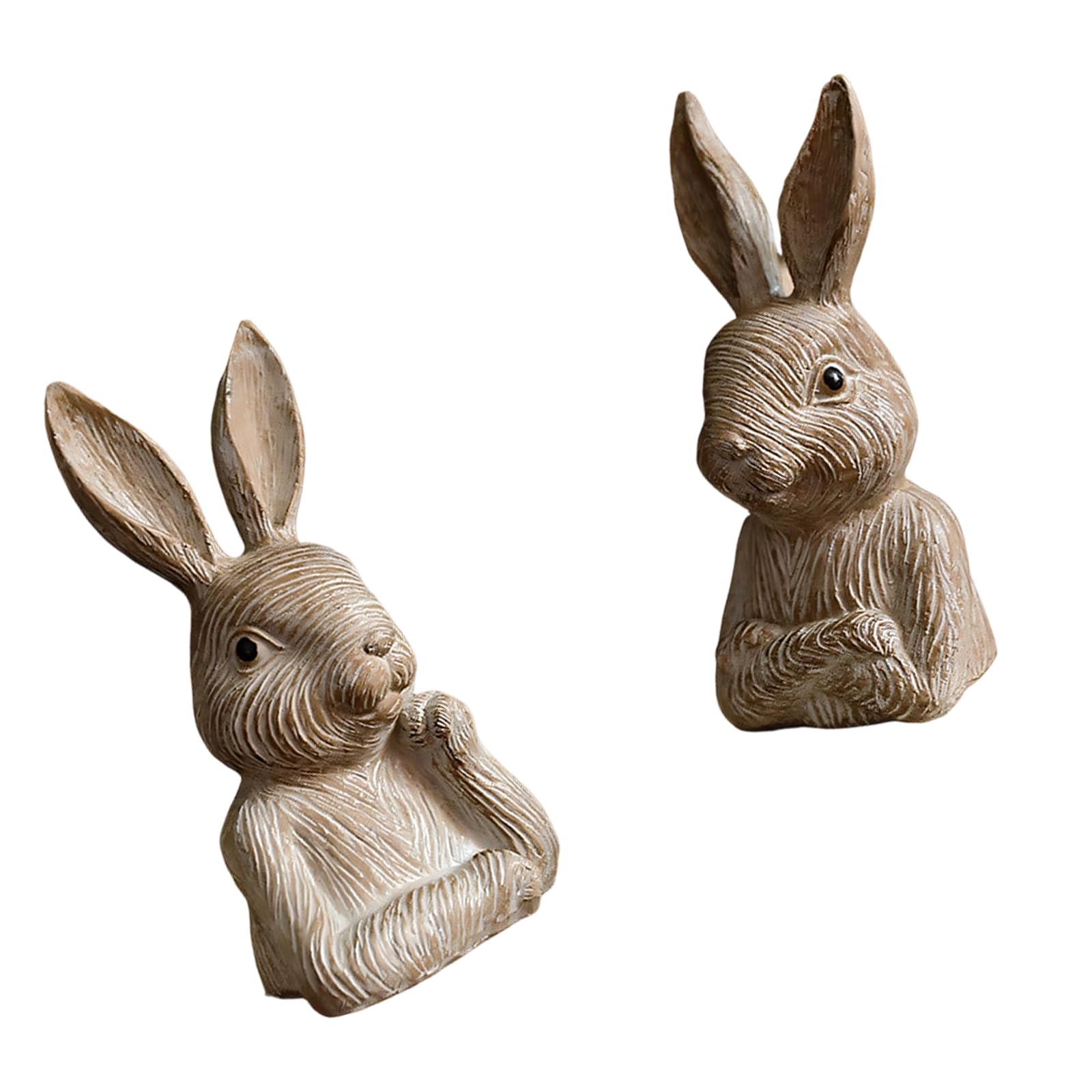Piceioep Of Weathered Resin Rabbits Sculptures Excellent for Tabletop and Seasonal House Decor Pair of Resin Animal Figures Excellent for Porch Yard Farmhouse
