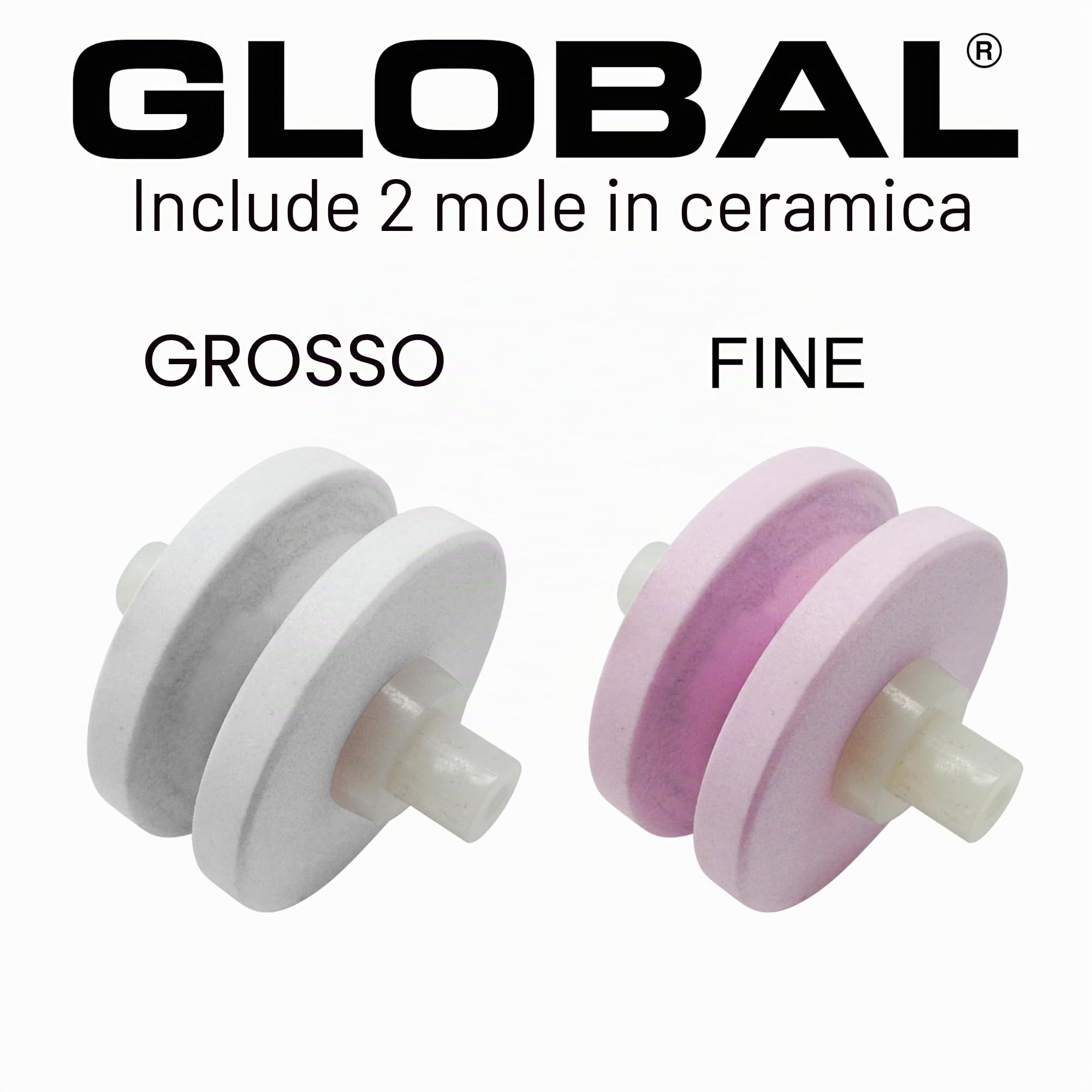 Global G-91/BW Minosharp - Affilacoltelli in ceramica, 2 livelli, 2,1, acciaio INOX