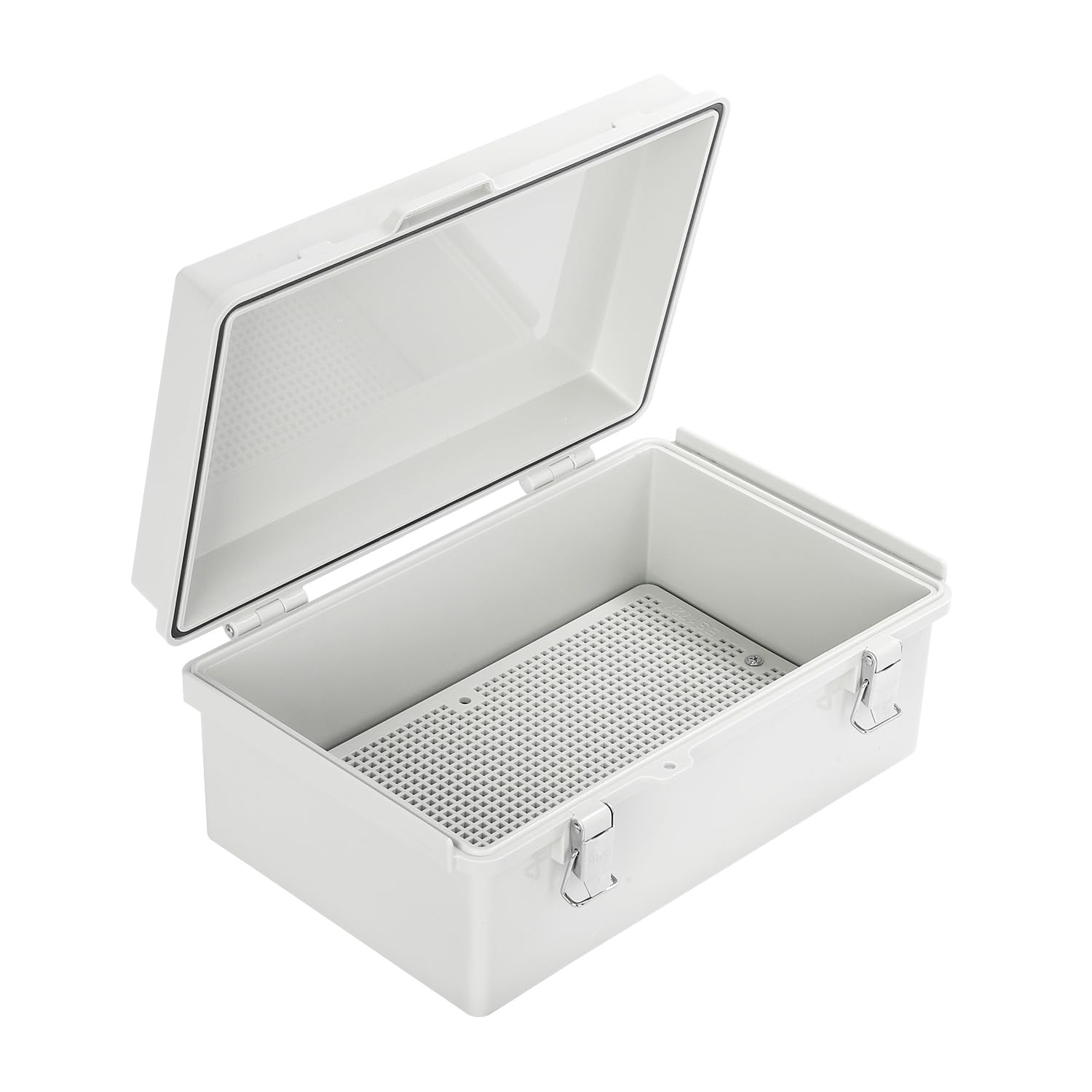 Mollom Outdoor Junction Box for Electrical Project Waterproof IP67 with Hinged Grey Cover, Stainless Steel Latch, Mounting Plate, and Wall Brackets(275x175x110mm | 10.8x6.9x4.3In)