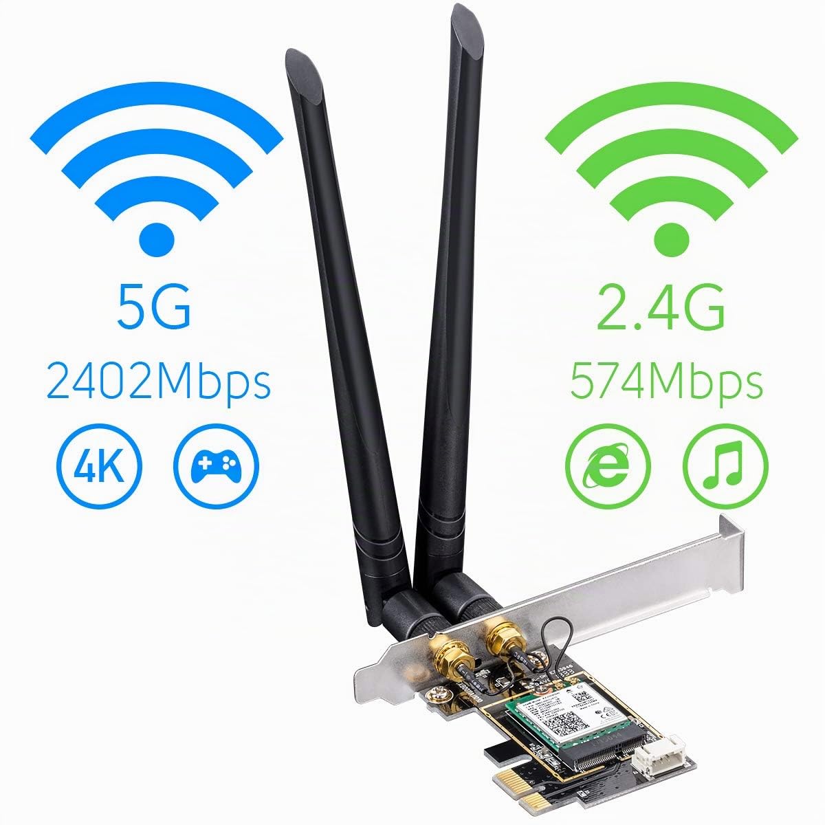 Cudy Nuova scheda PCIe Wireless WiFi 6 PCIe AX3000 per PC, Bluetooth 5.2, AX200, 3000Mbps WiFi 6 velocità, Bluetooth 5.2/5/4.2/4.0, 802.11ax/ac/a/b/g/n, Windows 11, 10, WE3000 V2