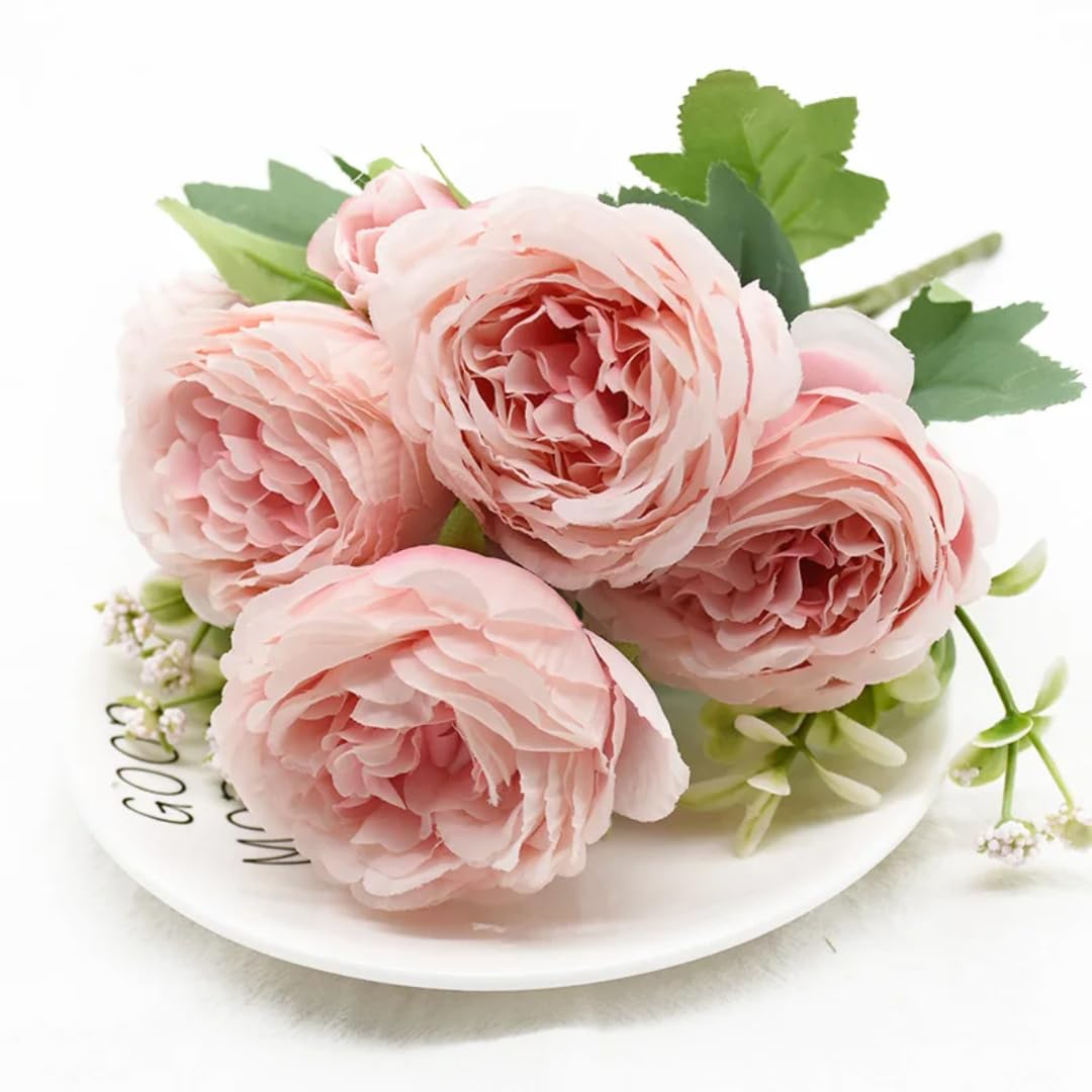 Bouquet de pivoines artificielles 5 branches pour deco de table