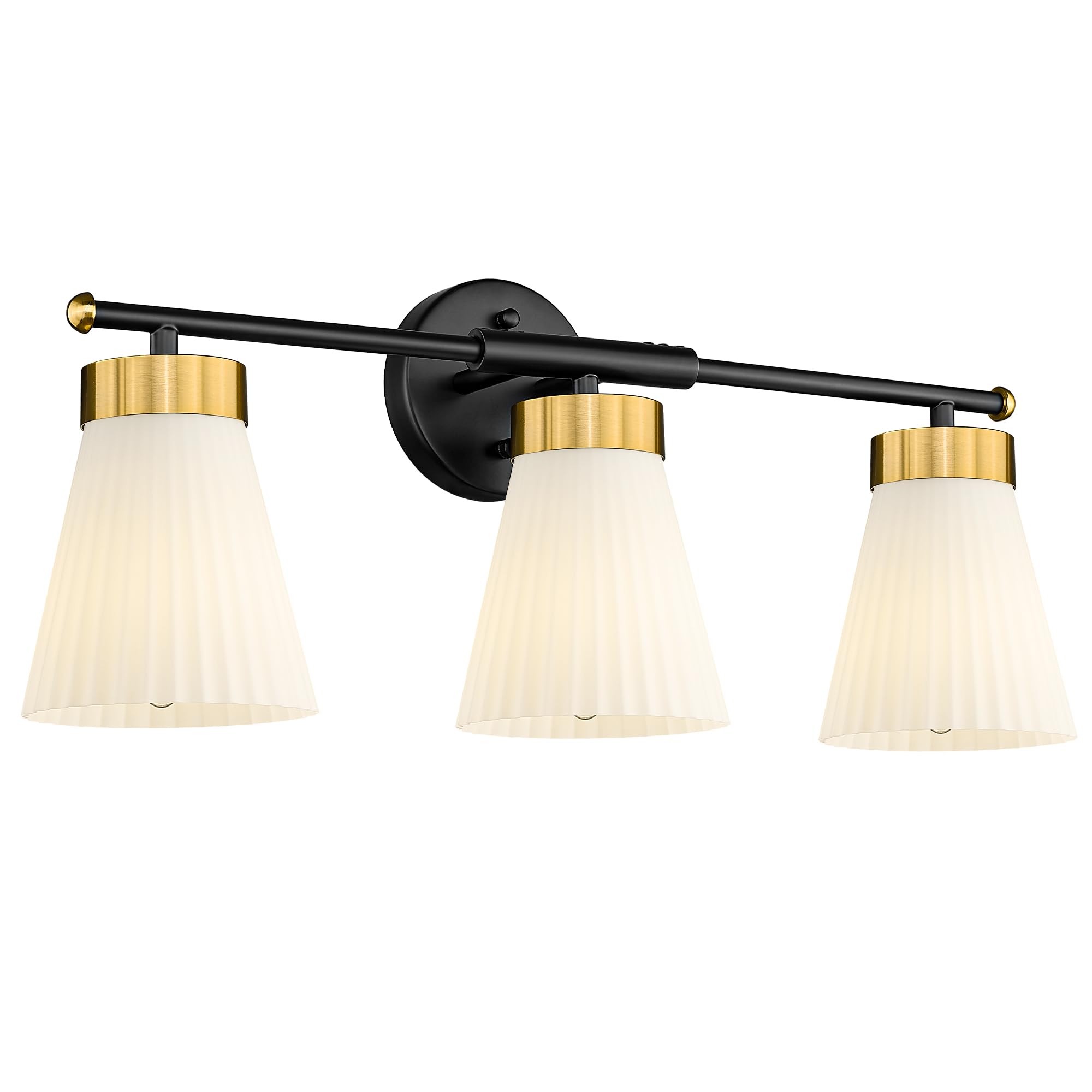 Bathroom Vanity Light HWH 3-Light Wall Light Fixture for Bathroom Bedroom Black and Gold Vanity Lights with Frosted