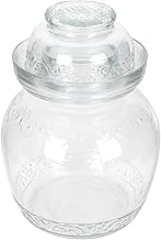 Hemoton Large Capacity Glass Fermentation Jar, Fermenting Crock with Water Seal Airlock Lid, Transparent Glass Storage Jar, for Pickling Kimchi, Sauerkraut, Vegetables, Paocai Pickle Can, 2. 5L