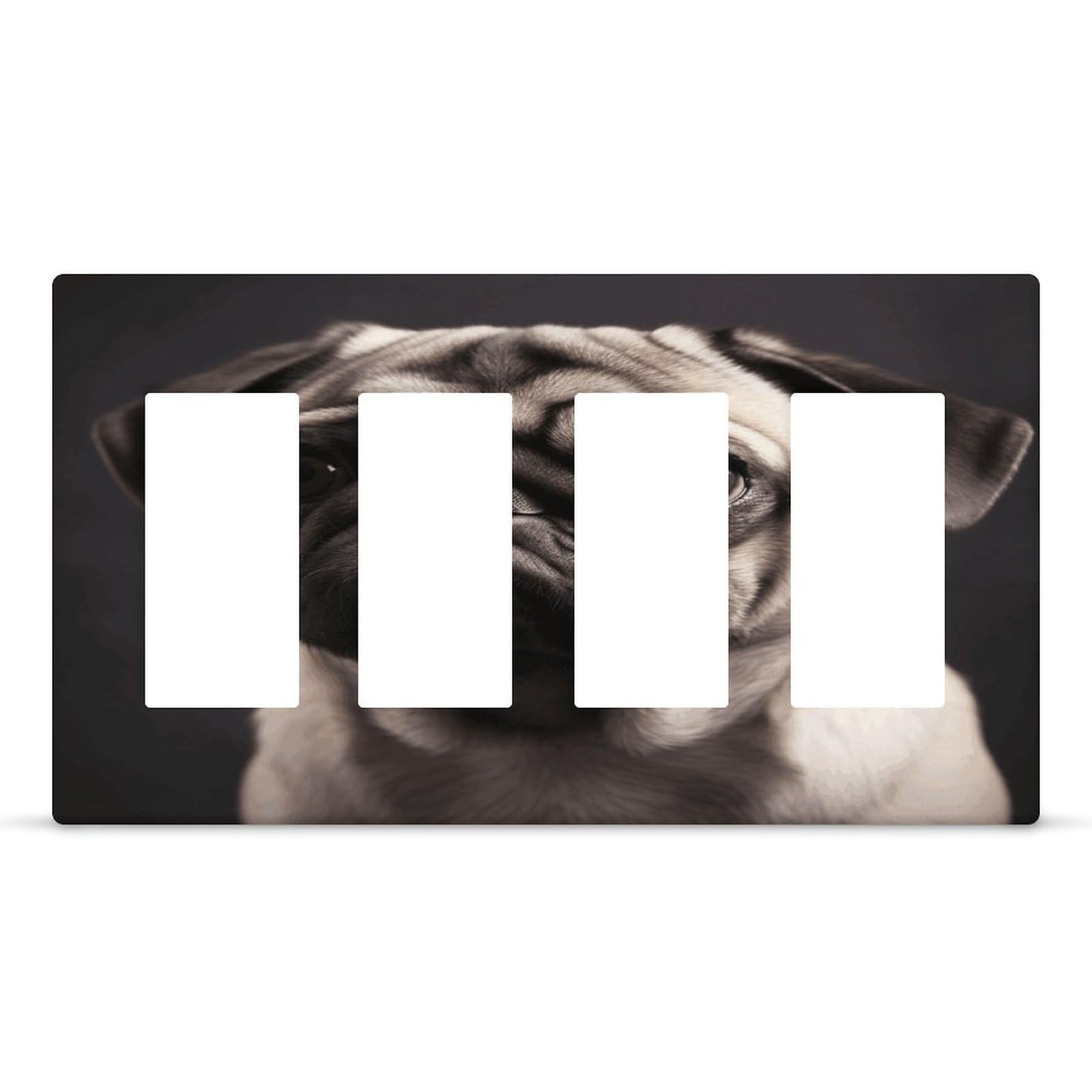 Pug Outlet Cover Fashion Hidden Screw Light Switch Cover Exquisite Decorative Wall Plate Polycarbonate Thermoplastic 4-Gang Faceplate Covers