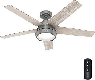 Hunter Burroughs, Indoor, Ceiling Fan, Quiet, 52 inch, Matte Silver