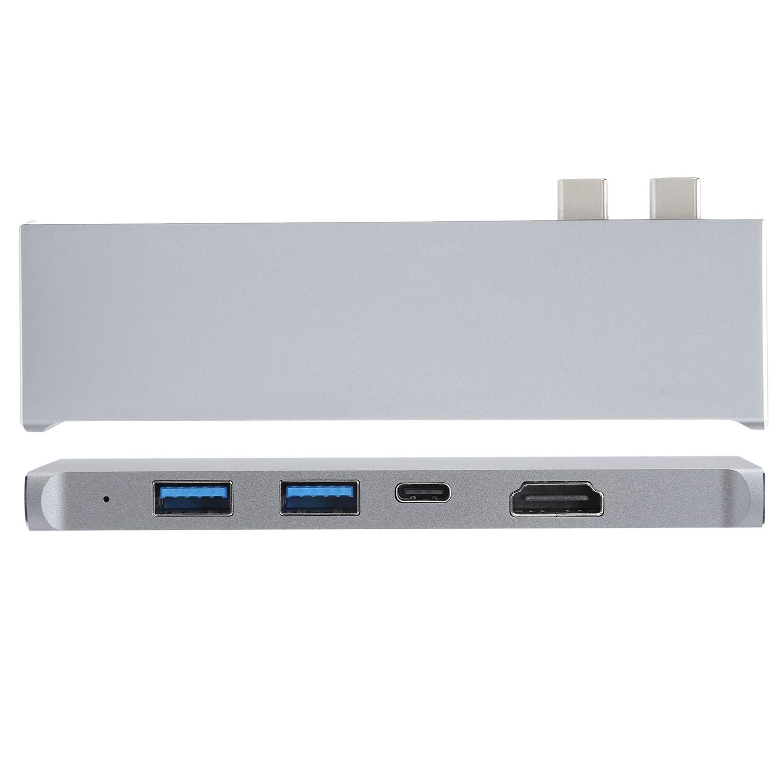 Adapter koncentratora USB C 7 w 1, koncentrator komputerowy z 2 portami USB 3.1, 2 porty HDMI, czytnik kart SD/TF, ładowanie PD, metalowy hub procesowy CNC do Pro Air, laptopa, komputera, do użytku