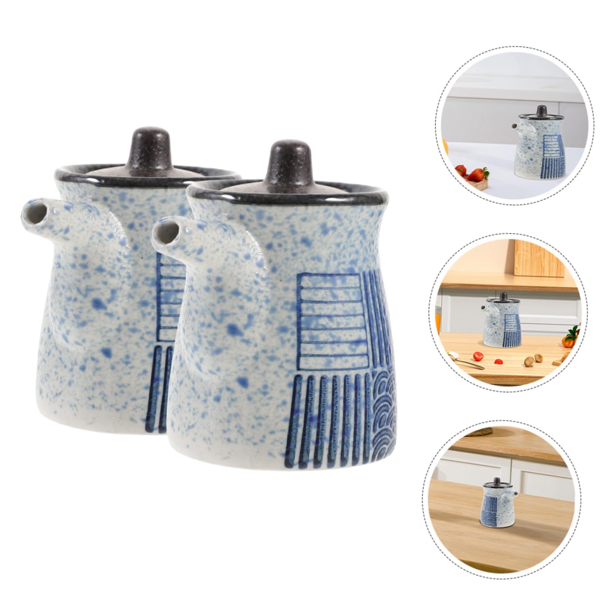 Bottiglia di aceto di olio, 2 pezzi Bottiglia di condimento giapponese I Am Salsa di salice Barattolo di aceto giapponese Dispenser di aceto Bottiglie di salsa di soia in ceramica Pentola di aceto Pen