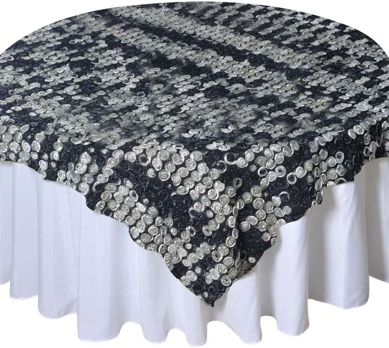 Efavormart - Mantel cuadrado con diseño de rosetas 3D, 72 x 72 pulgadas, color morado, violeta y blanco para bodas, fiestas, eventos, banquetes