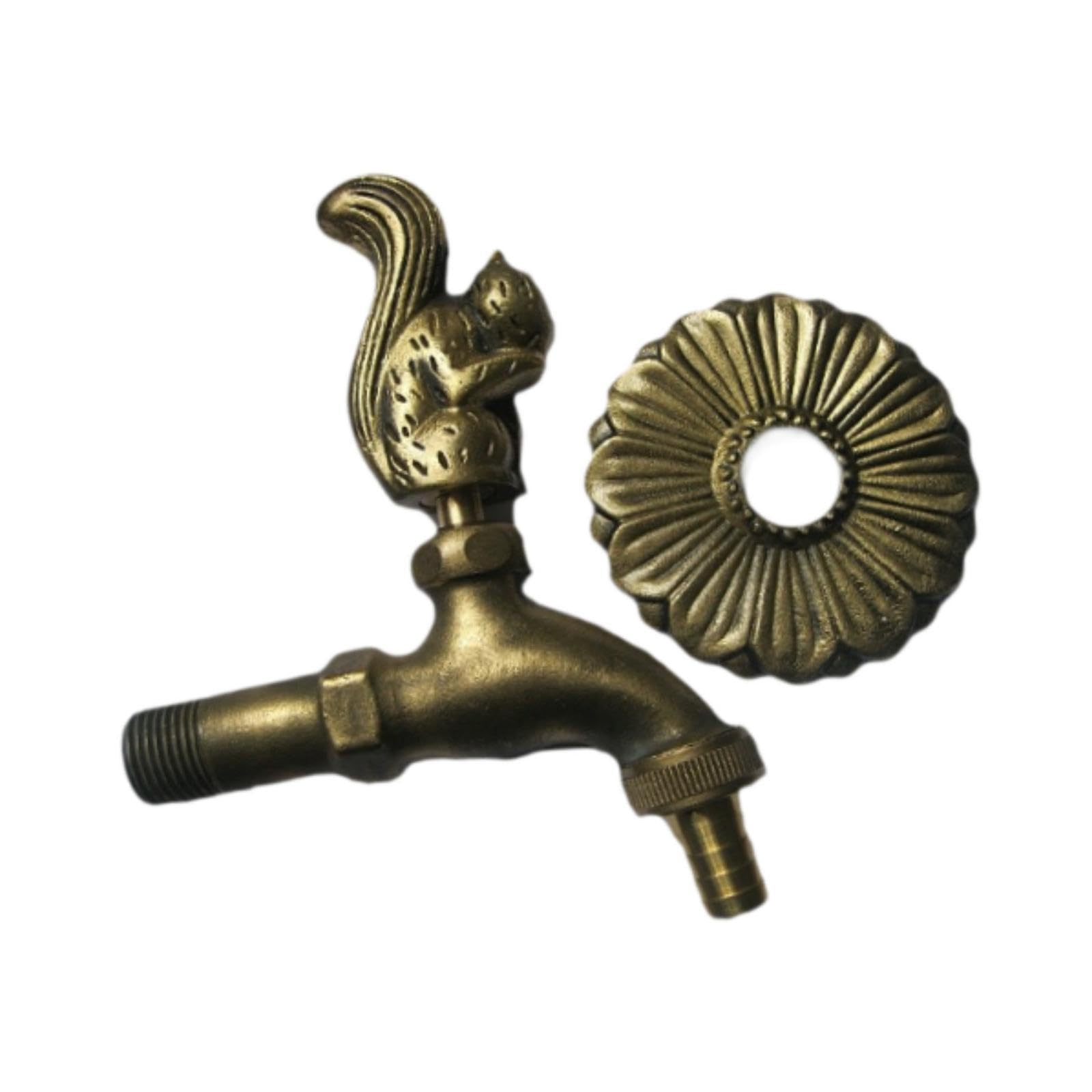 Homyl Rubinetto da Giardino Decorativo per Esterni, Lavanderia, Doccia, Statua di Scoiattolo