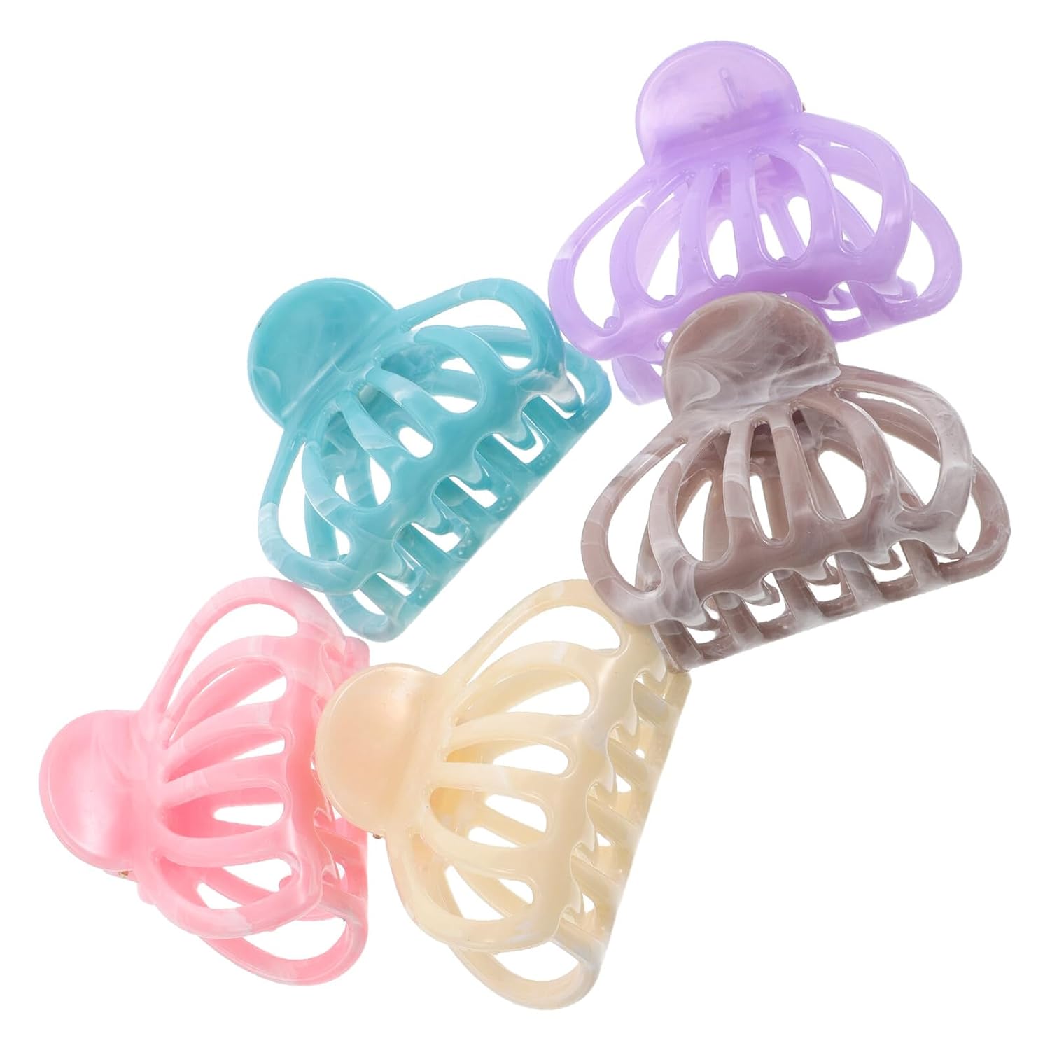 5pcs Small Hollow out Pumpkin Hair Claw Clips for Thin Hair Women Plastic French Ponytail for Everyday Styling